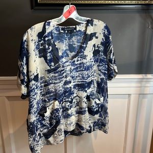 French Connection Tie Dye blue top with pocket